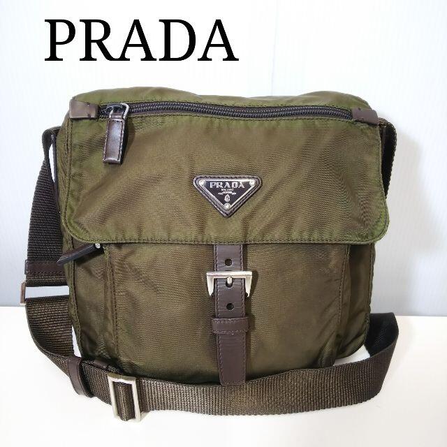 レディースPRADA プラダ　ショルダー　カーキ　タマムシ色　QJ031