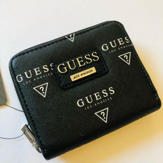 ゲス(GUESS)のゲス　ブラック　小銭入れ付き二つ折り財布　ユニセックス　男女兼用(折り財布)