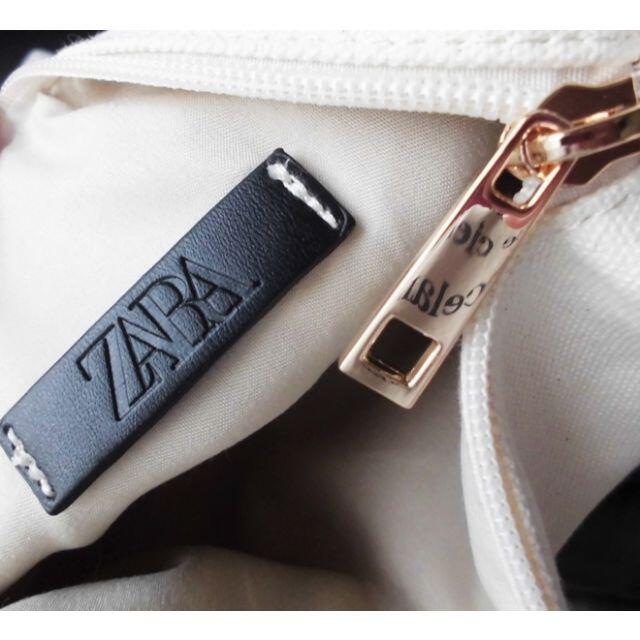 ZARA(ザラ)の新品未使用ザラZARAキャンバス素材マチ付きポーチ白ホワイト レディースのファッション小物(ポーチ)の商品写真