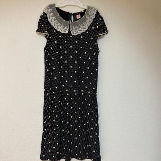 マザウェイズ(motherways)のマザウェイズ　キッズ　ワンピース　黒　ドット　150　可愛い(ワンピース)