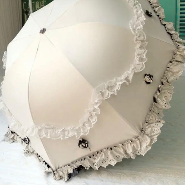 日傘　フリル傘　防水　折りたたみ傘 レディースのファッション小物(傘)の商品写真