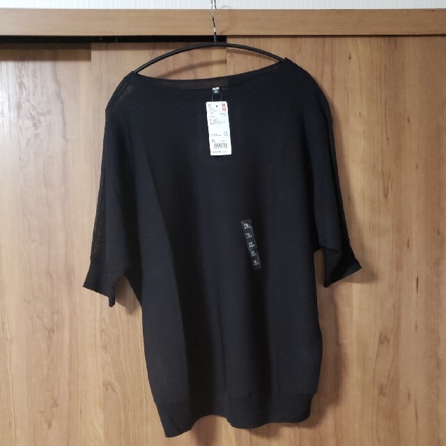 UNIQLO(ユニクロ)のユニクロ　ライトシアーボートネックセーター黒　XL レディースのトップス(ニット/セーター)の商品写真