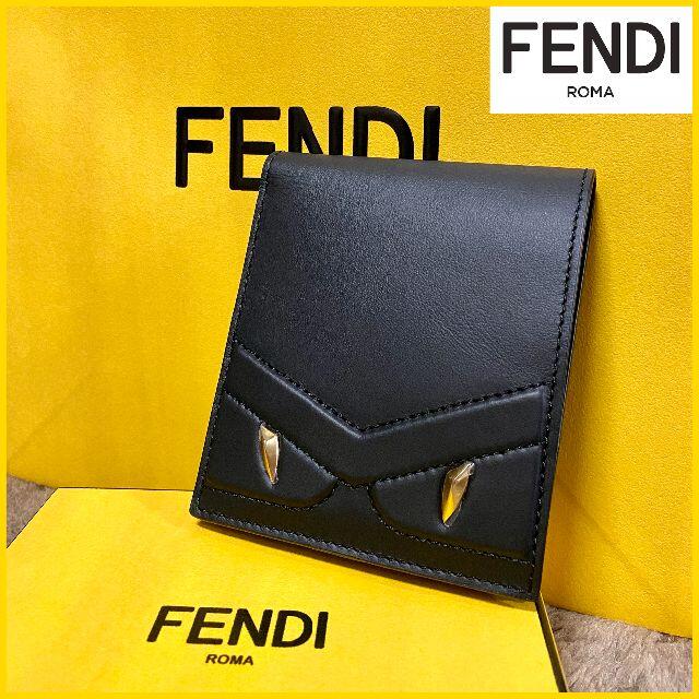 【新品】FENDI(フェンディ)バッグバグズ  二つ折り財布 ブラック正規品折り財布