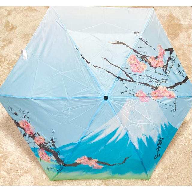 富士山　桜　和風折りたたみ　雨傘