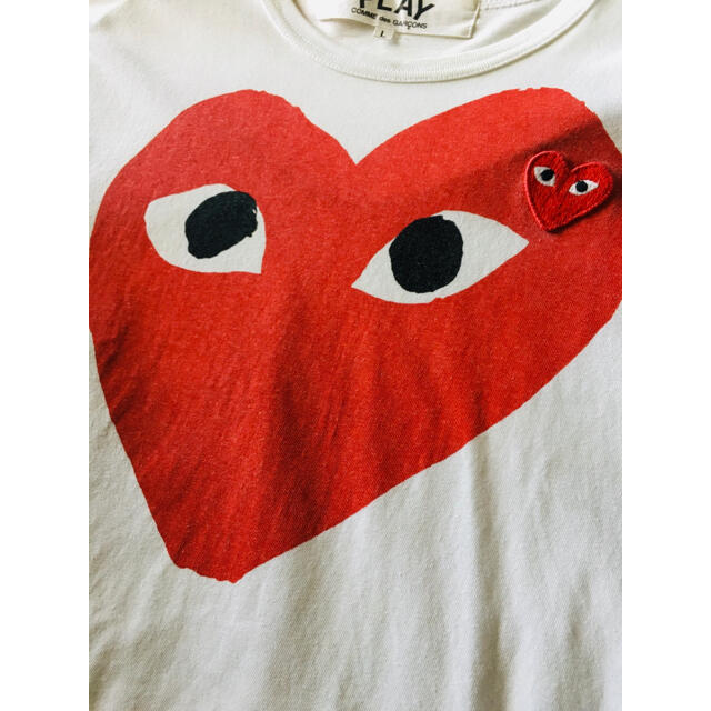 COMME des GARCONS(コムデギャルソン)の【名作★希少★メンズLサイズ！】プレイコムデギャルソン 赤 ビッグ 白 Tシャツ メンズのトップス(Tシャツ/カットソー(半袖/袖なし))の商品写真