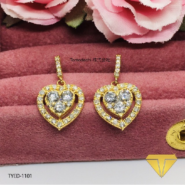 K18YG Diamond Heart Drop レディースイヤリング