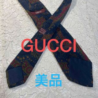 グッチ(Gucci)の美品!GUCCI ネクタイ シルク ネイビーブルー ペイズリー 大人気!(ネクタイ)