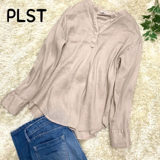 プラステ(PLST)のプラステ スキッパーシャツ リネンミックス 今期 M 麻混 ベージュ(シャツ/ブラウス(長袖/七分))