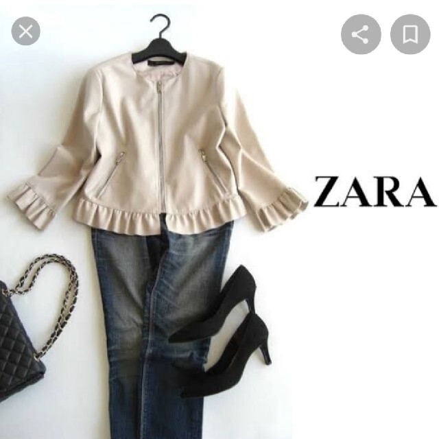 ZARA(ザラ)のフェイクレザー　深田恭子さん着用 レディースのジャケット/アウター(ノーカラージャケット)の商品写真