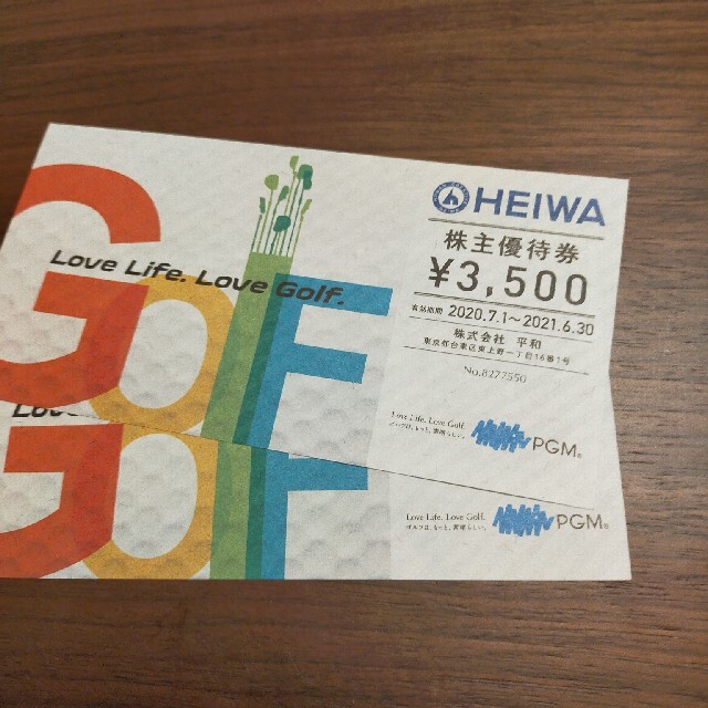 平和PGM株主優待券×2枚 チケットの施設利用券(ゴルフ場)の商品写真