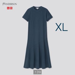 ユニクロ(UNIQLO)のコットンフレイドヘムワンピース XL(ロングワンピース/マキシワンピース)