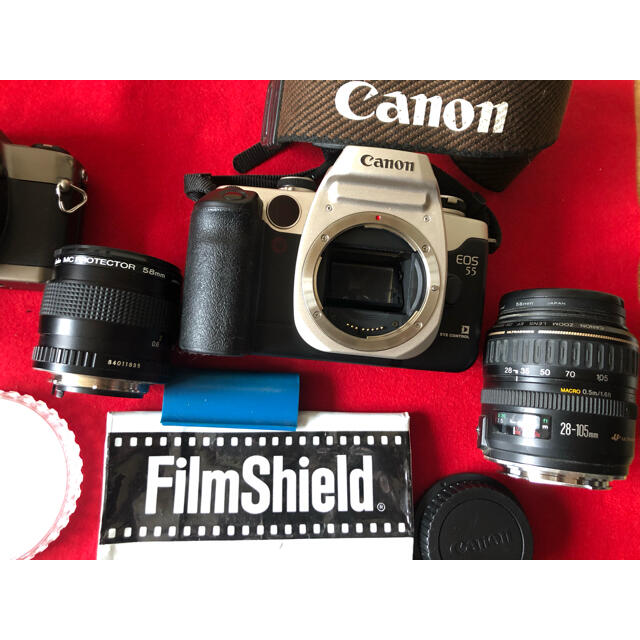 CANON&RICOHフィルムカメラ　レンズ　付属品　ジャンク　まとめ スマホ/家電/カメラのカメラ(フィルムカメラ)の商品写真