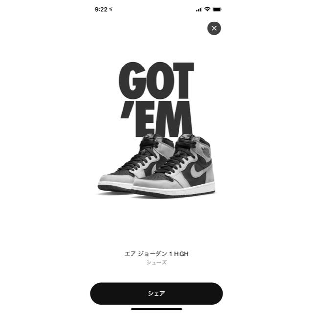 Air Jordan 1 Retro High OG shadow 2.0スニーカー