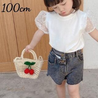 限定セール♥夏服100　パフスリーブシフォン✾　Tシャツ　女の子　韓国子供服(Tシャツ/カットソー)