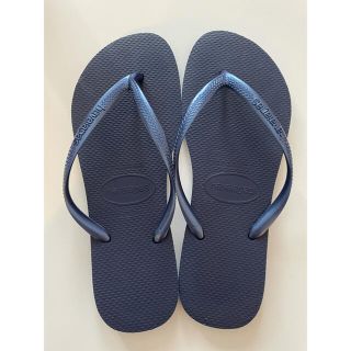 ハワイアナス(havaianas)のハワイアナス　ビーチサンダル　ネイビー　37/8(ビーチサンダル)