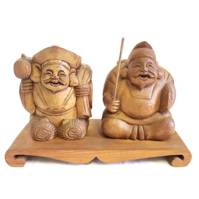 七福神 木彫り 置物 2体 インテリア www.lewaa.sa