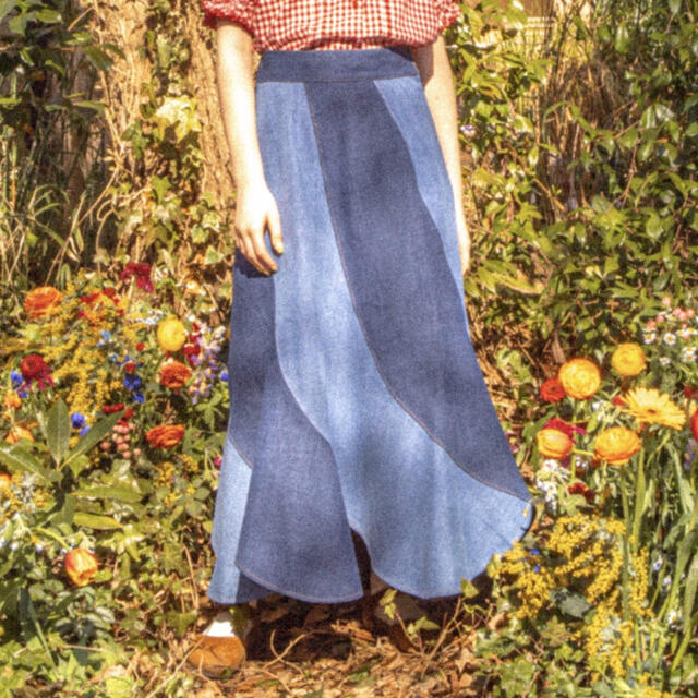 「送料無料」poppy marguerite denim skirt