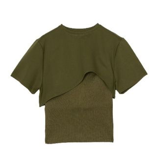 アメリヴィンテージ(Ameri VINTAGE)のMEDI KNIT BUSTIER COMBI TEE アメリ(Tシャツ(半袖/袖なし))