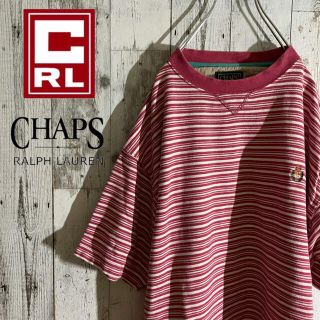 チャップス(CHAPS)の古着 90s CHAPS ラルフローレン 半袖ボーダー ポロシャツ ビッグサイズ(ポロシャツ)