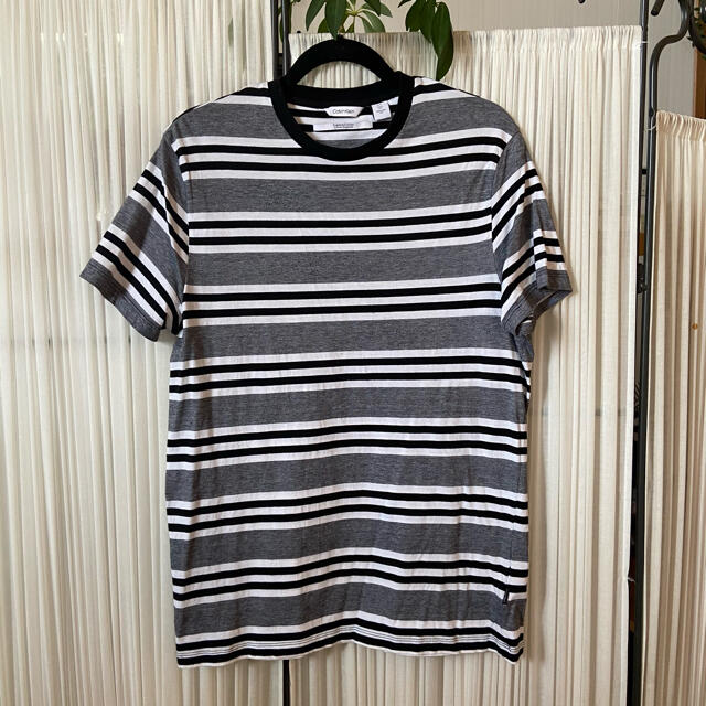 本物カルバンクラインCalvinKleinボーダー柄ロゴ刺繍半袖TシャツL