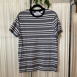 カルバンクライン(Calvin Klein)の美品☆カルバンクライン　ボーダーTシャツ　M  白×グレー×黒(Tシャツ/カットソー(半袖/袖なし))