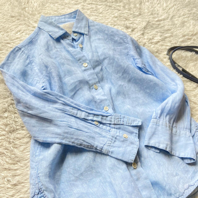 23区(ニジュウサンク)の23区 LIBECO リネンシャツ スカイブルー 32 水色 リベコ 麻 レディースのトップス(シャツ/ブラウス(長袖/七分))の商品写真