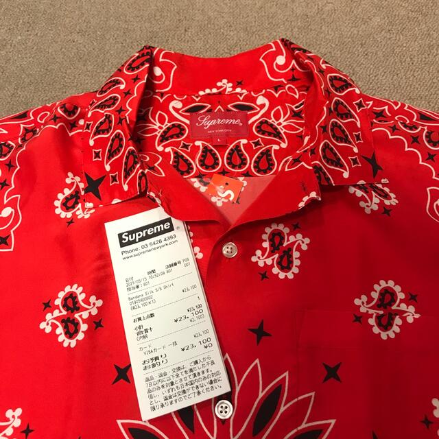 Supreme Bandana Silk Shirt Red Lサイズ 1