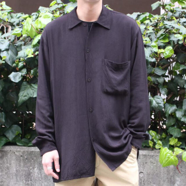 サイズ1 新品未開封】 comoli レーヨンオープンカラーシャツ ブラック-
