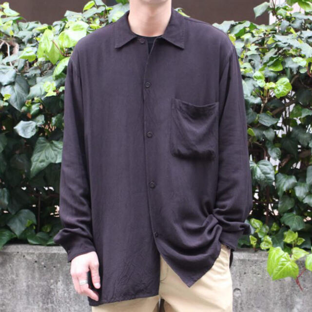 COMOLI 19SS レーヨンオープンカラーシャツ BLACK 1 | www.innoveering.net