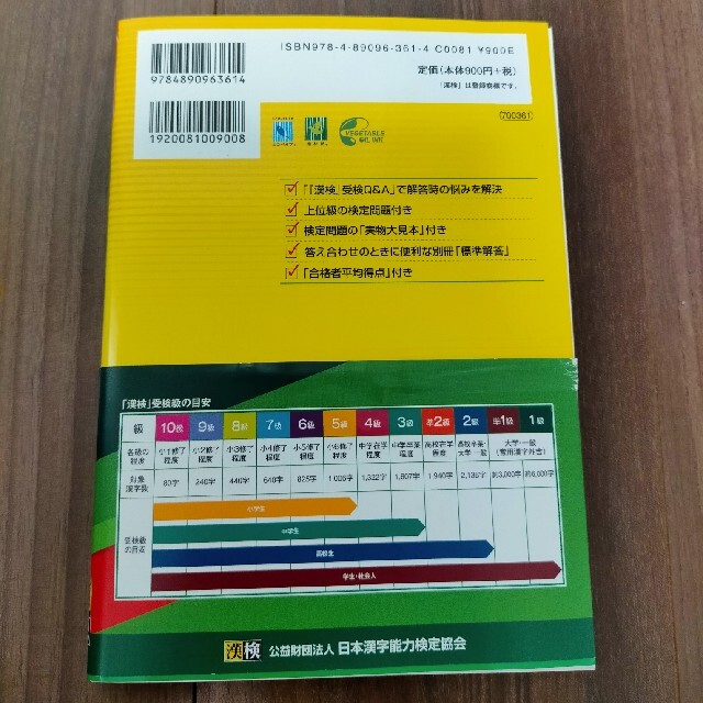 ひるみ様 専用  漢検過去問題集８級 平成２９年度版 エンタメ/ホビーの本(資格/検定)の商品写真