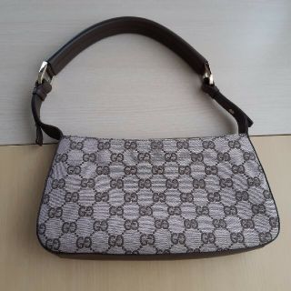 グッチ(Gucci)のグッチ GGキャンバス レザー ハンドバッグ  レディース ピンク 茶(ショルダーバッグ)