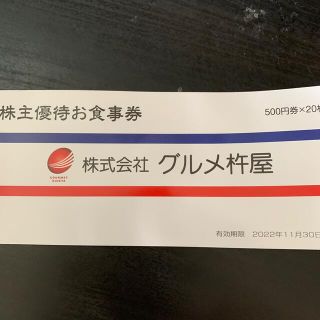 グルメ杵屋株主優待1万円分(レストラン/食事券)