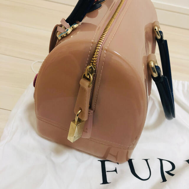 FURLA キャンディバッグ　ミニボストン　ピンク　フラワーリベット