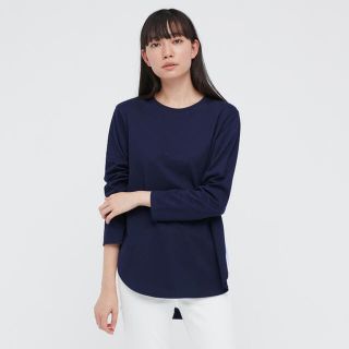 ユニクロ(UNIQLO)の新品未使用 コットンロングシャツテールT ユニクロ(カットソー(長袖/七分))