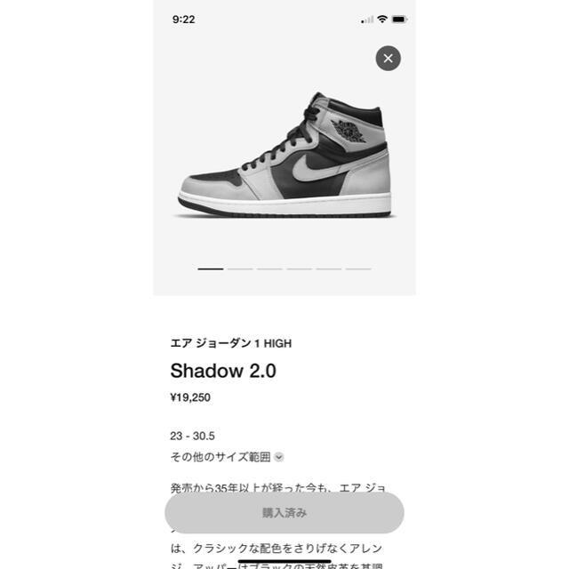 エアジョーダン　1 HIGH shadow air jordan