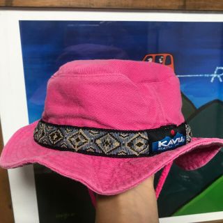 カブー(KAVU)のKAVU  ☆ キッズストラップバケットハット  size 53センチ　ピンク(帽子)