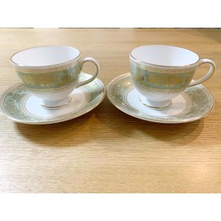 ウェッジウッド(WEDGWOOD)の高級ライン　ウエッジウッド　コロンビア　セージグリーン　二脚セット(グラス/カップ)