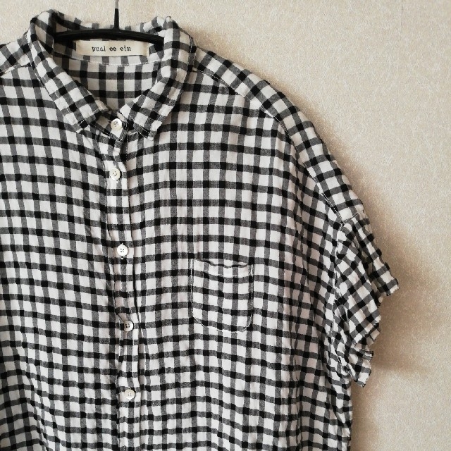 pual ce cin(ピュアルセシン)のpual ce cin ボイルシャツ　チェック　半袖 レディースのトップス(シャツ/ブラウス(半袖/袖なし))の商品写真
