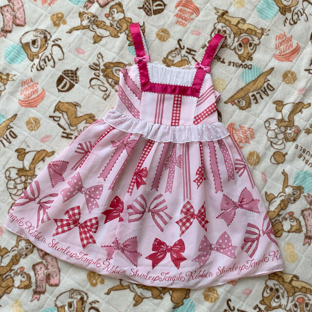 Shirley Temple(シャーリーテンプル)のシャーリーテンプル🎀リボンプリント 110 キッズ/ベビー/マタニティのキッズ服女の子用(90cm~)(ワンピース)の商品写真