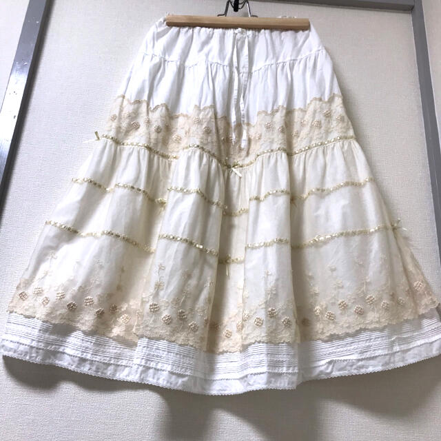 ピンクハウス 綿ローンのスカート 白 ホワイト
