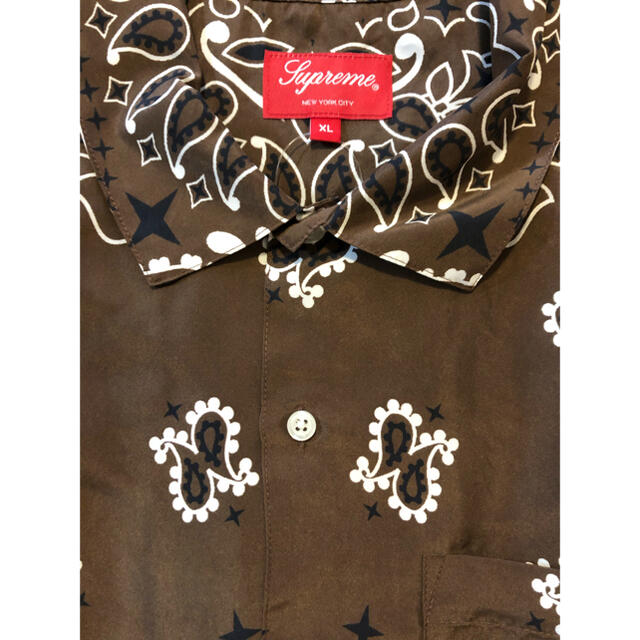 新品 L Supreme Bandana Silk Shirt Brown