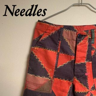 ニードルス(Needles)のneedles ニードルス　総柄　ベイカーパンツ　ハーフパンツ　赤(ショートパンツ)