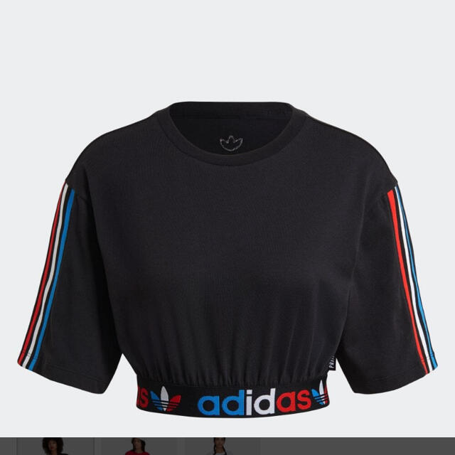 adidas(アディダス)の【新品・未使用】アディカラーPRIMEBLUEトリコロール クロップド Tシャツ レディースのトップス(Tシャツ(半袖/袖なし))の商品写真