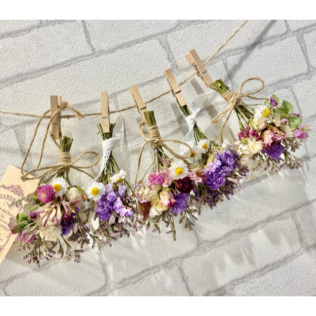 ドライフラワー スワッグ ガーランド❁263 紫ピンク 薔薇スターチス 花束♪ ドライフラワー スワッグ ガーランド❁263 紫ピンク 薔薇スターチス 花束♪