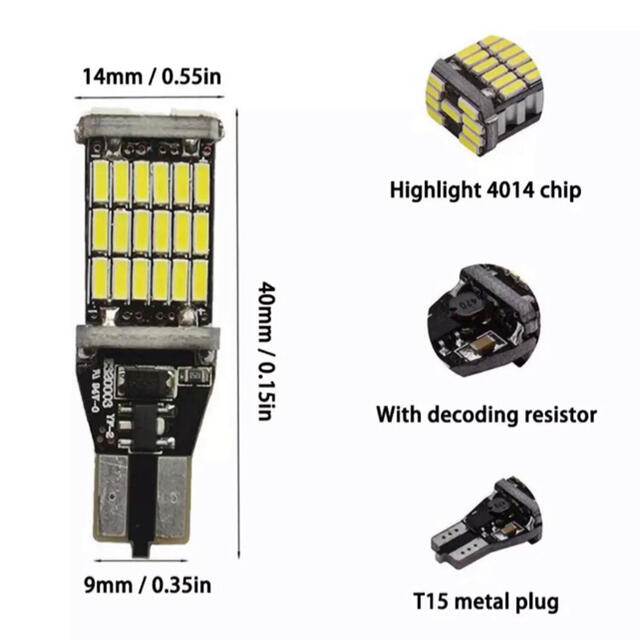 超爆光　バックライト　ポジション　LED T10 T16 4個 自動車/バイクの自動車(車外アクセサリ)の商品写真