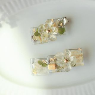 clear square hairclip2本セット(ヘアアクセサリー)