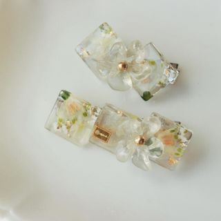 clear square hairclip2本セット(ヘアアクセサリー)