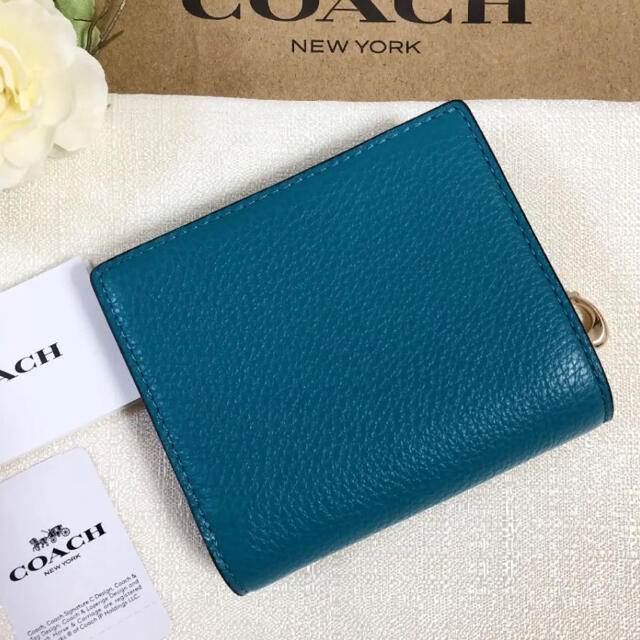 COACH(コーチ)の新色★COACH コーチ 二つ折り財布 2つ折り ブルー グリーン 青 緑 紺 レディースのファッション小物(財布)の商品写真