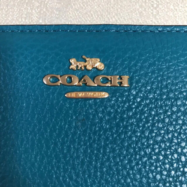 COACH - 新色☆COACH コーチ 二つ折り財布 2つ折り ブルー グリーン 青 ...