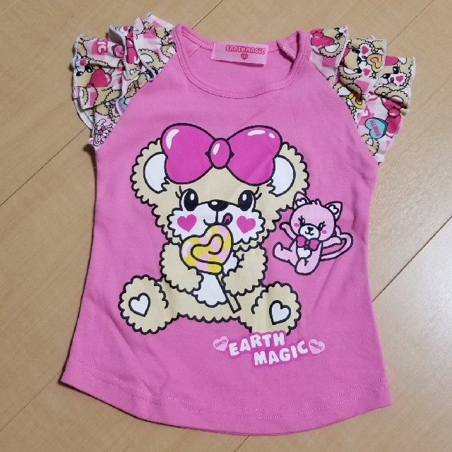 EARTHMAGIC(アースマジック)の(ご専用)100アースマジック　ロリポップTシャツ　ピンク キッズ/ベビー/マタニティのキッズ服女の子用(90cm~)(Tシャツ/カットソー)の商品写真